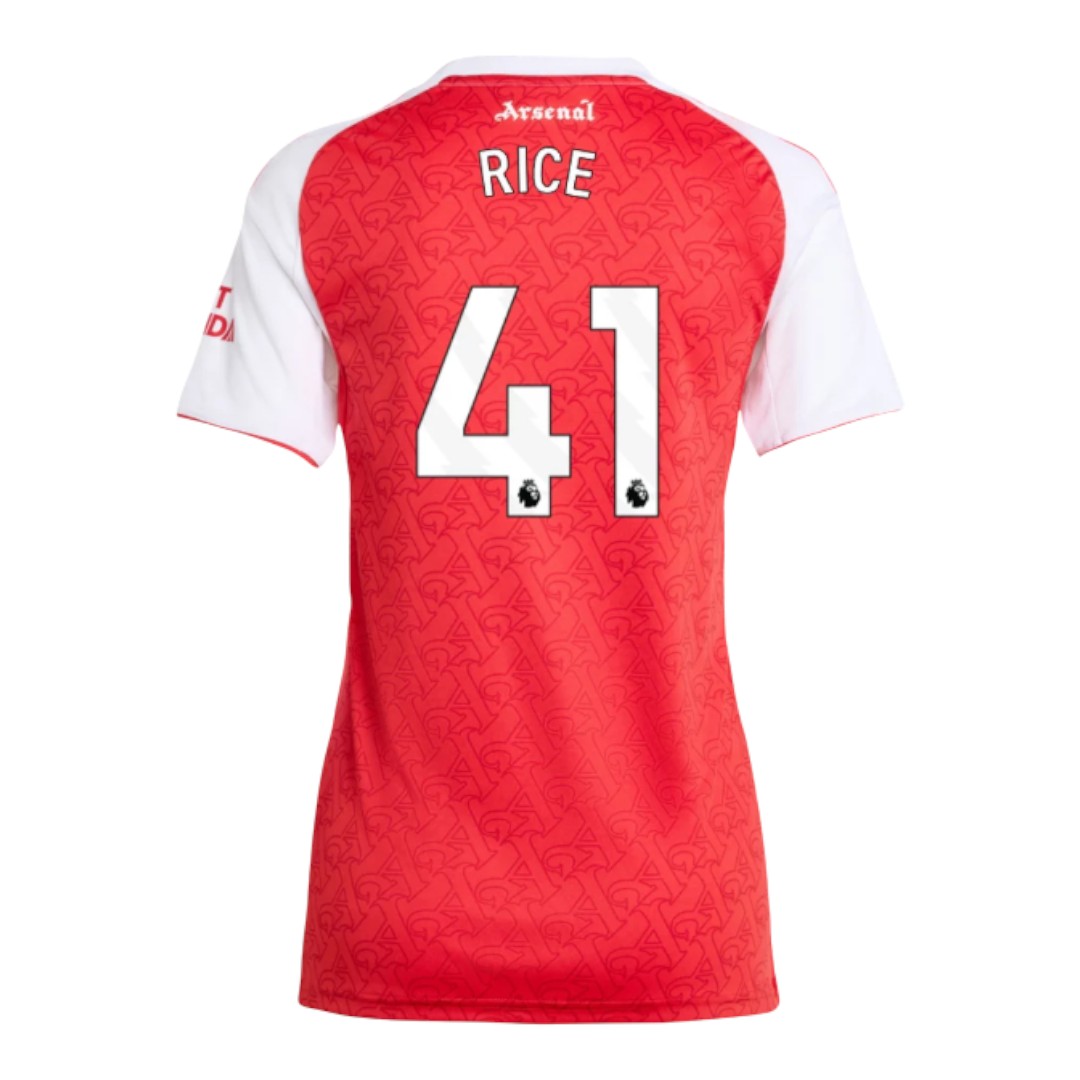 RICE #41 Arsenal 25/26 Women's Home Shirt - PL Font