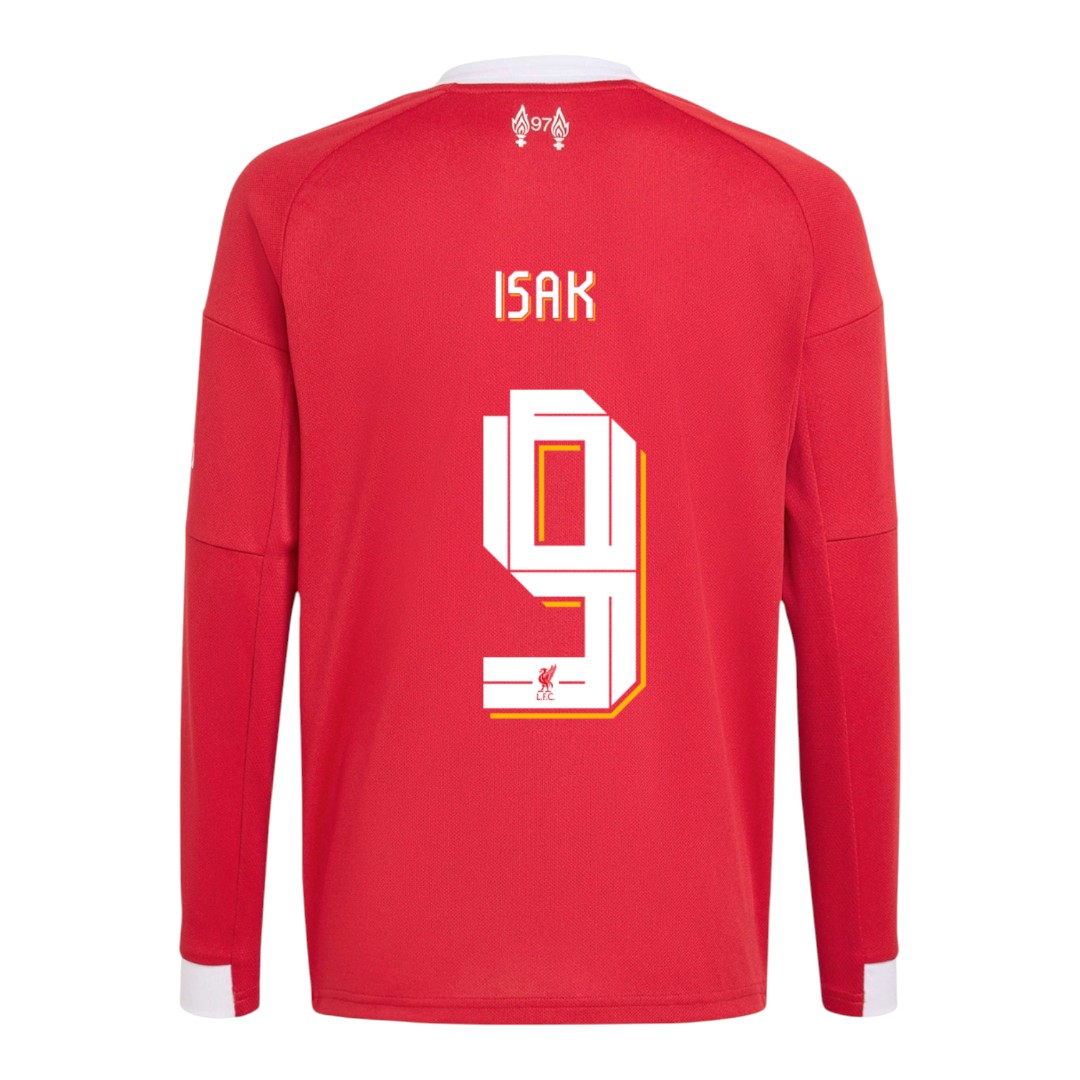 ISAK #9 Liverpool 25/26 Men's Home Long Sleeve Shirt - Liverpool Font