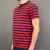 "Spike" Red & Navy Striped Crew Neck Boarder Tee "Spike" Red & Navy Striped Crew Neck Boarder Tee