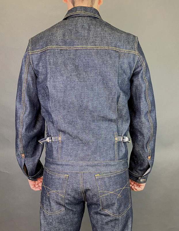 Cinch back denim on sale jacket