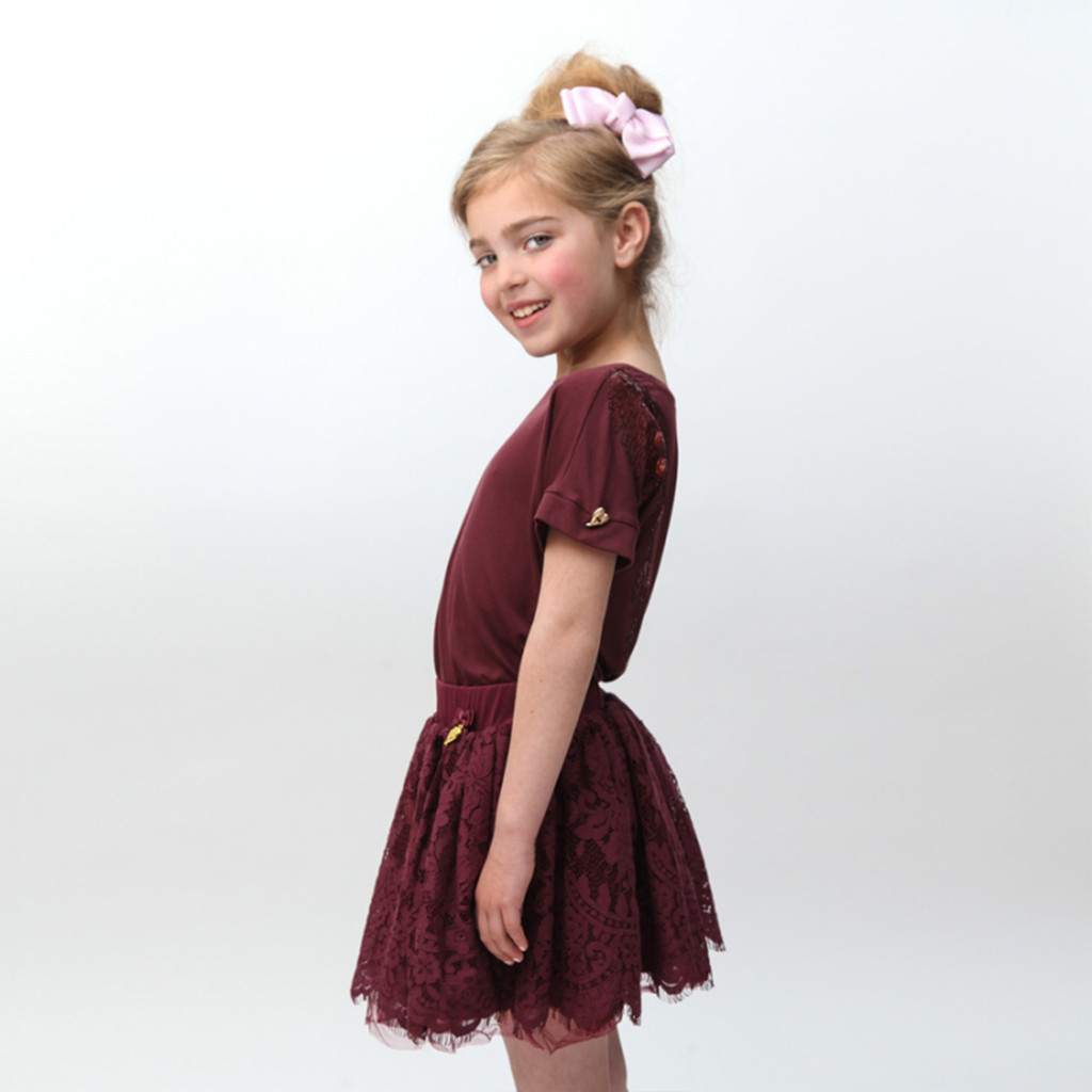 Angel's Face | Romantic Lace Skirt | Red Wine