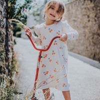 TINY COTTONS | CHERRIES FLEECE DRESS | BEIGE