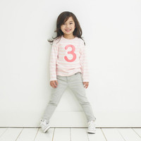 BOB BLOSSOM | T-shirt Kids Number White Breton Striped & Pink