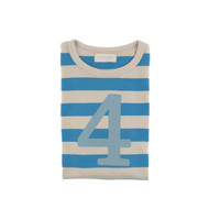 BOB BLOSSOM | T-shirt Kids Number Striped Sand & Sailer Blue