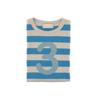 BOB BLOSSOM | T-shirt Kids Number Striped Sand & Sailer Blue