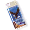 Etched Chrome Flying Bald Eagle Graphic Refillable Lighter