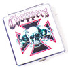 Vintage White Choppers Three Skulls Leather/Chrome Cigarette Case