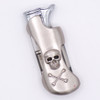 Silver Metal LED Skull & Crossbones Dual Flame Lighter