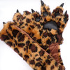 60" Faux Fur Leopard Scarf with Padded Paw + Claw Mittens