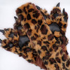 60" Faux Fur Leopard Scarf with Padded Paw + Claw Mittens