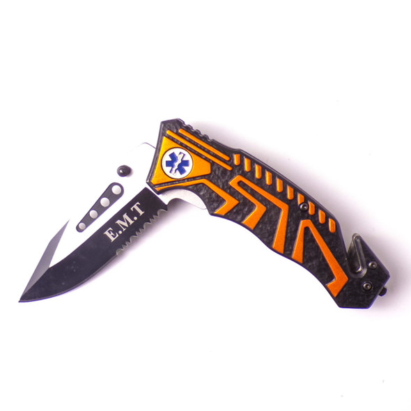 Black and Orange Tactical EMT Rescue Knife
