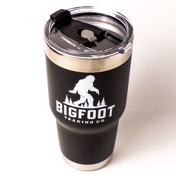 30 oz. Black Bigfoot Trading Stainless Steel Tumbler w/ Steel Straw