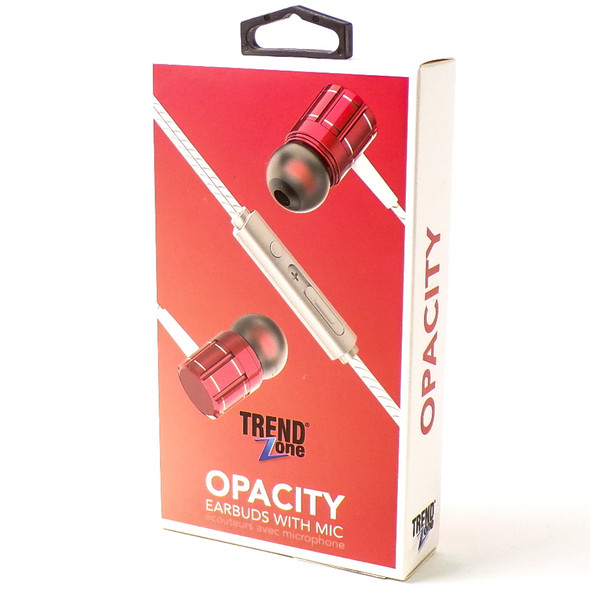 Red Opacity Earbuds with Microphone and Volume Control