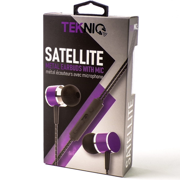 Purple Satellite Metal Earbuds w/Microphone
