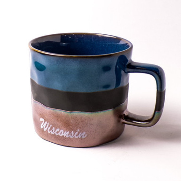 Glazed Tri-Color Ceramic Wisconsin Coffee Mug