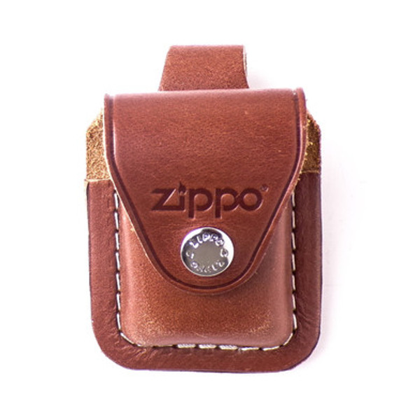 Genuine Zippo Leather Lighter Pouch w/Clip - Brown