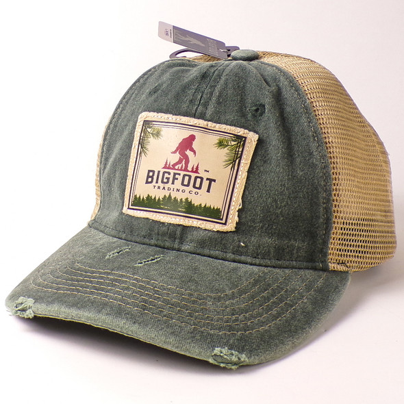 Bigfoot Trading Co. Trucker Cap with Rum Square Patch - Dark Forest/Khaki