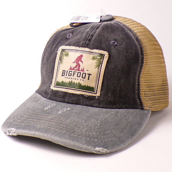 Bigfoot Trading Co. Trucker Cap with Rum Square Patch - Charcoal/Khaki