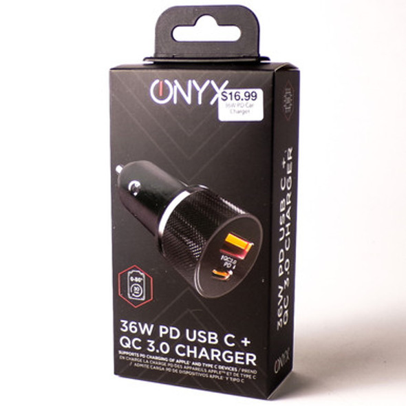 Onyx 36W PD USB C and QC 3.0 Car Charger