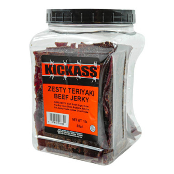 Tub of 35 Kick Ass Zesty Teriyaki Original Jerky