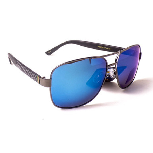 Polarized Full Frame Aviator Sunglasses w/Blue Lens