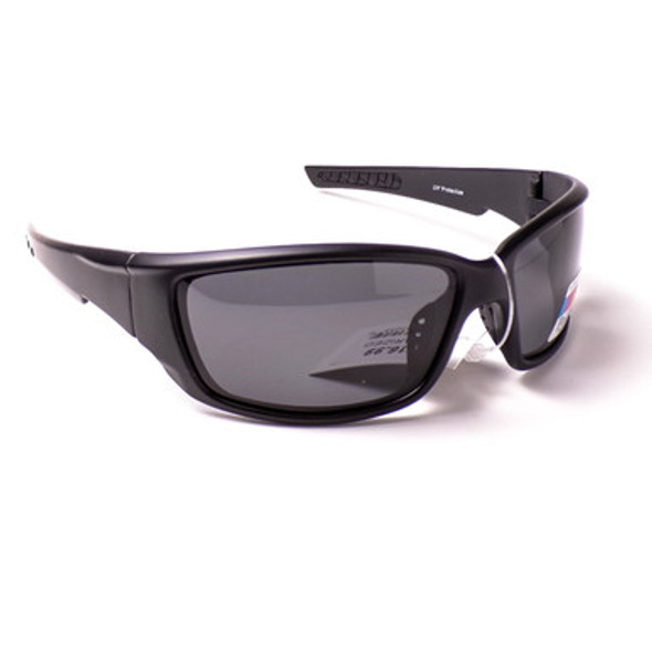 Black Polarized Glare-Blocking Wrap Sunglasses