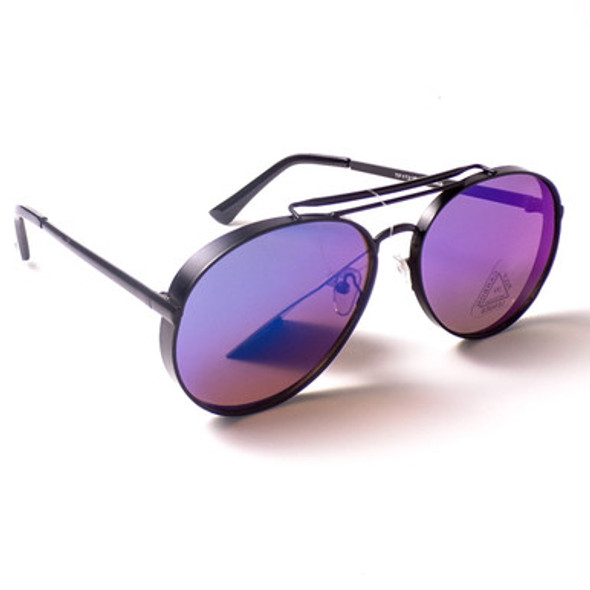 Black Thick Frame Aviators with Purple Lens + Sweat Bar