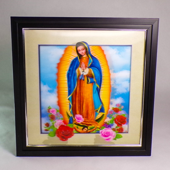 Framed 18" x 18" 3D Portrait of the Virgin Mary