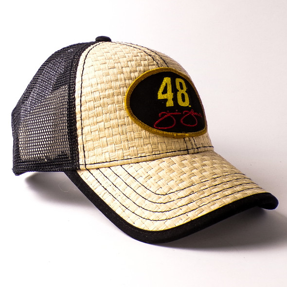 Vintage Khaki/Black Jimmie Johnson #48 Paper Straw Truckers Cap - New