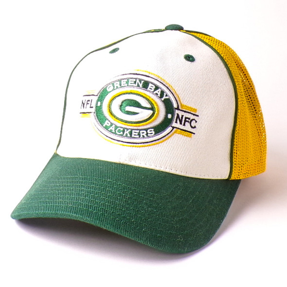 Green Bay Packers NFL NFC Green, White + Gold Truckers Cap