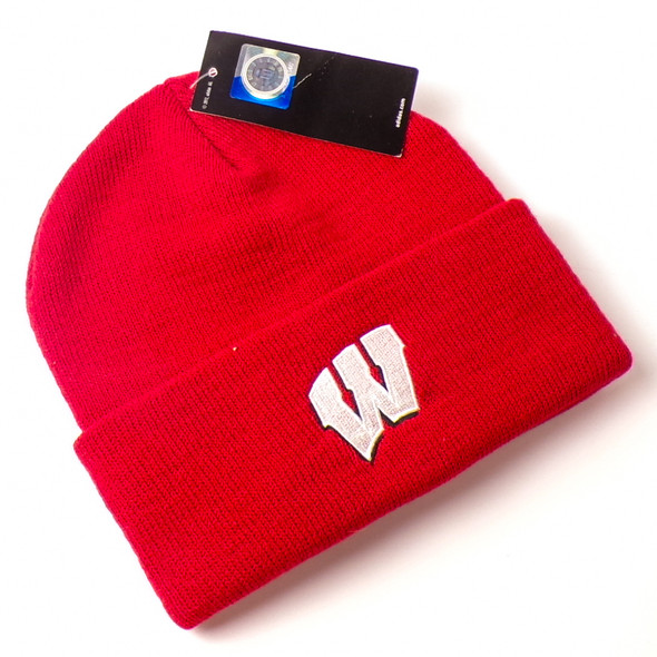 Red Adidas University of Wisconsin-Madison "W" Knit Hat