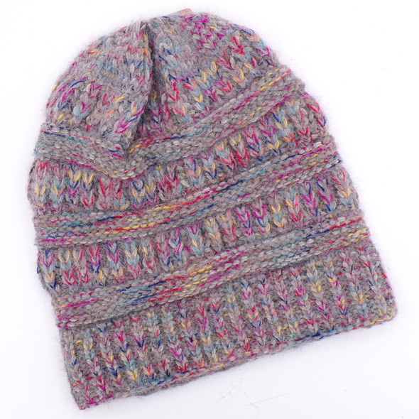 Hand Finished Multi Color Fuzzy Knit Beanie Hat