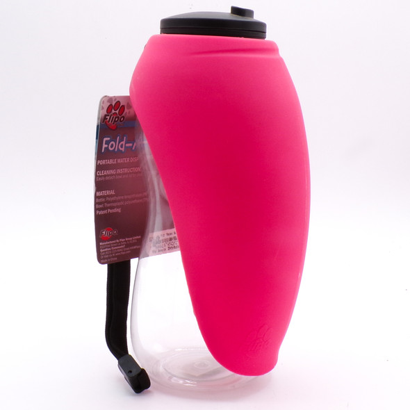 26 oz. Pink Fold-A-Bowl Portable Water Dispensing Bowl + Bottle 26 oz. Pink Fold-A-Bowl Portable Water Dispensing Bowl + Bottle