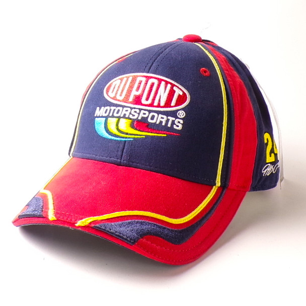 Vintage Red/Blue Dupont MotorSports Jeff Gordon #24 Brushed Cotton Drivers Line Pit Hat - New