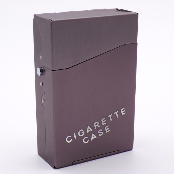 Dark Silver Metal Spring Top Embossed Cigarette Case - Kings