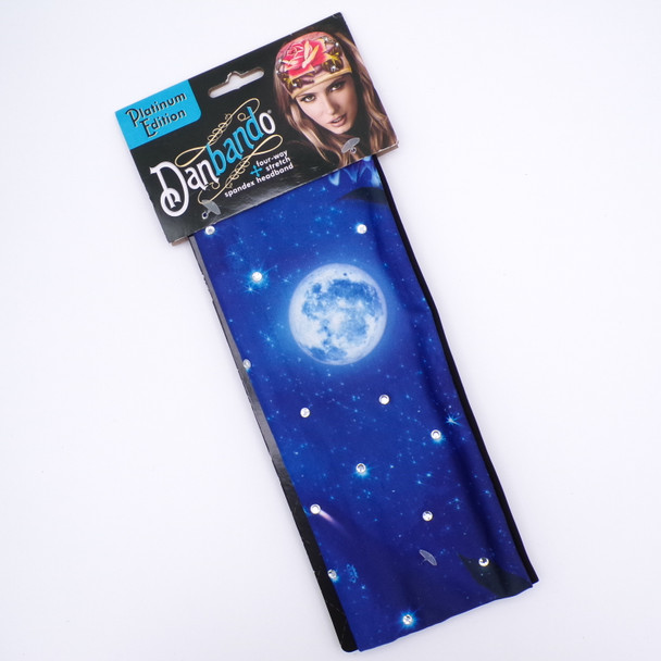 Platinum Edition Moon w/Stars 4-Way Stretch Spandex Headband
