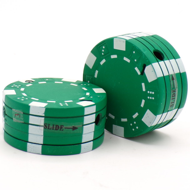 Green Casino Chip Stack Refillable Slide Lighter