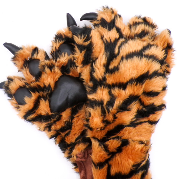 60" Faux Fur Tiger Scarf with Padded Paw + Claw Mittens