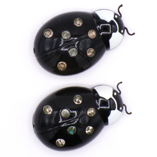 Vintage Black Ladybug Flip Top Torch Lighter w/Green Flame