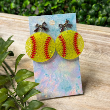 SOFTBALL DANGLES - SILVER BOW