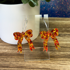PARTY BOWS - RED/GOLD CONFETTI