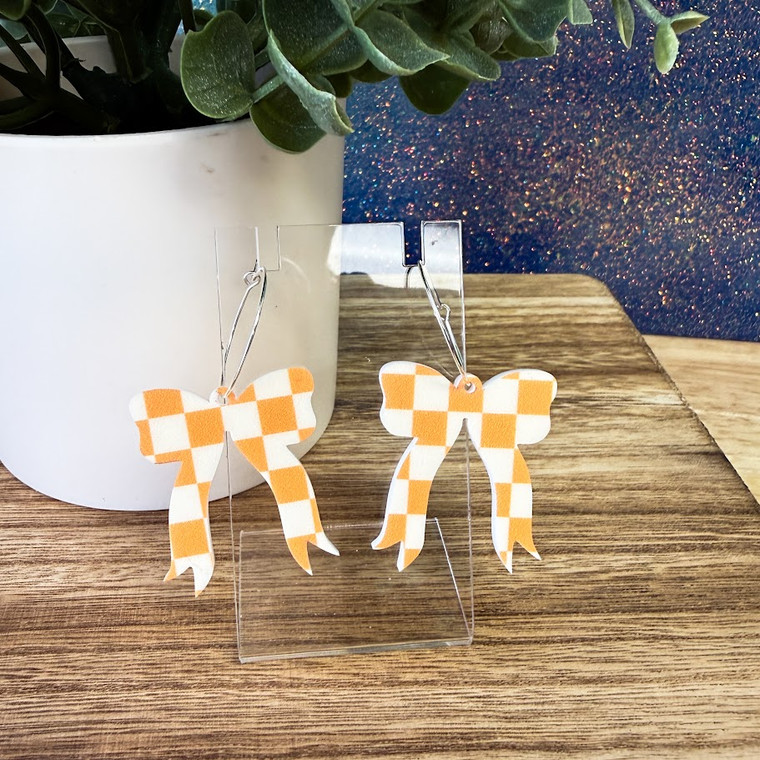 PARTY BOWS - ORANGE CHECKERED