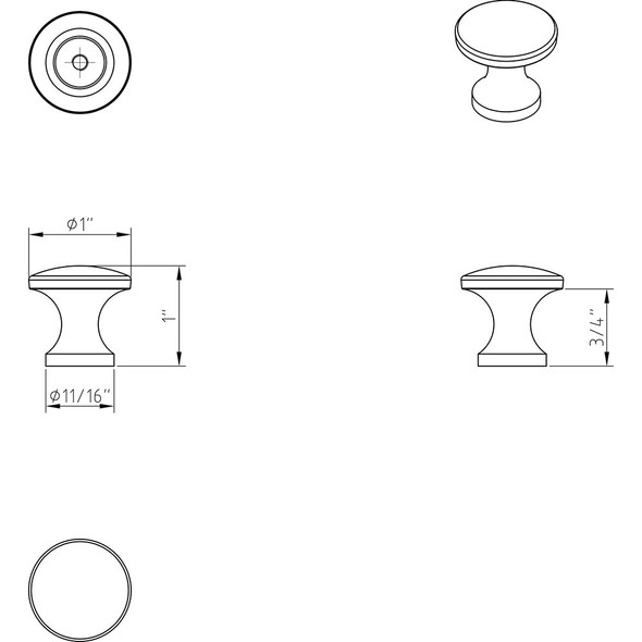 1" Round Knob 3915 Slade Cabinet Hardware Collection