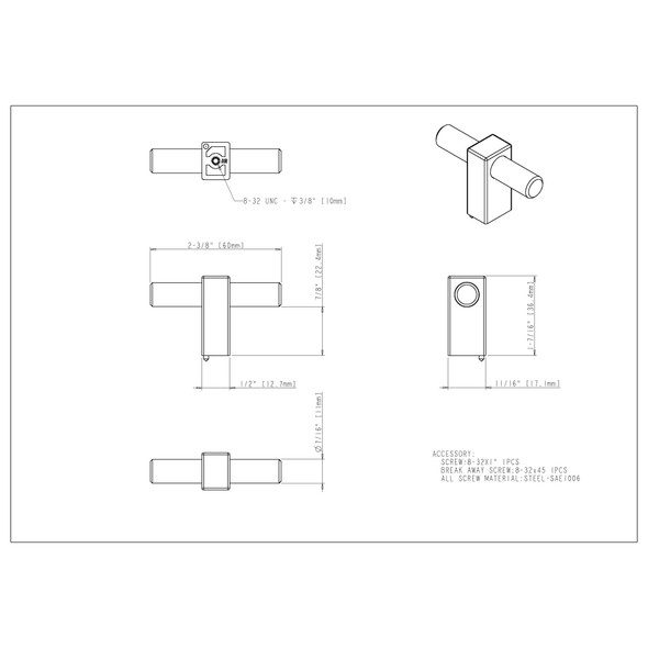2-3/8" "T" Knob Larkin Collection