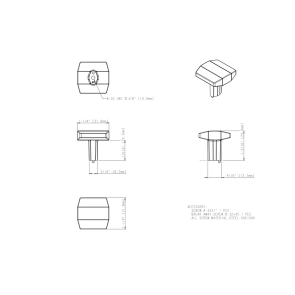1-1/4" Square Knob William Collection