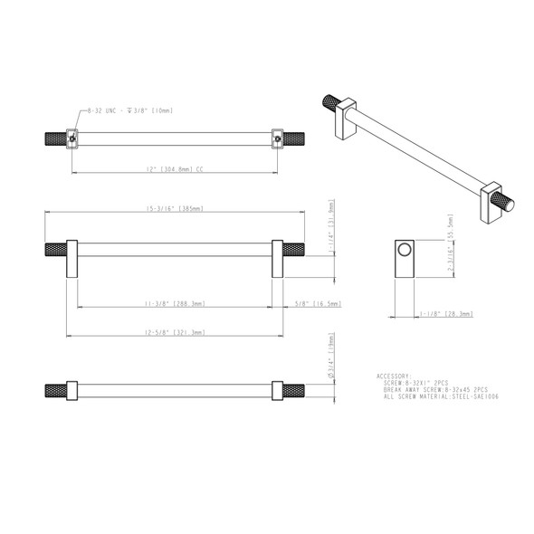 Appliance Pull With Knurled Ends 698 Larkin Collection