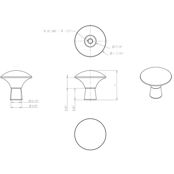 1 1/16" Diameter Cabinet Knob K755 Decorative Knobs Collection