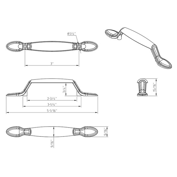 3" Centers Cabinet Handle P106 Vienna Cabinet Hardware Collection