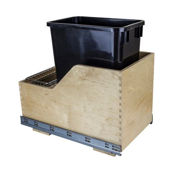 Wood Bottom-Mount Soft-Close Trashcan Rollout for Hinged Doors Waste Bin Systems Collection