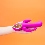3 in 1 Rabbit Vibrator Beaded Shaft Bunny Ears 10 Vib Modes Waterproof USB Rechargeable